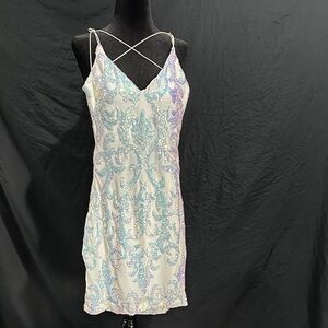 B Darlin White sequin mini Dress